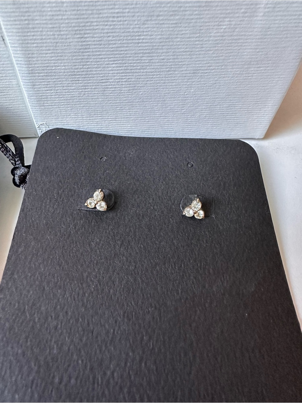 Mejuri Gold Plated Sapphire Trio Mini Lotus Earrings Studs - Picture 2 of 6